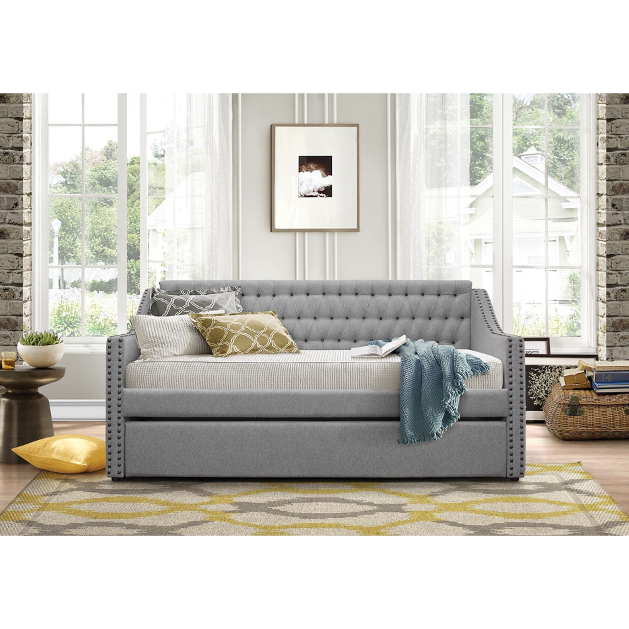 Homelegance Daybeds Transitional Tulney Upholstered Daybed with Trundle